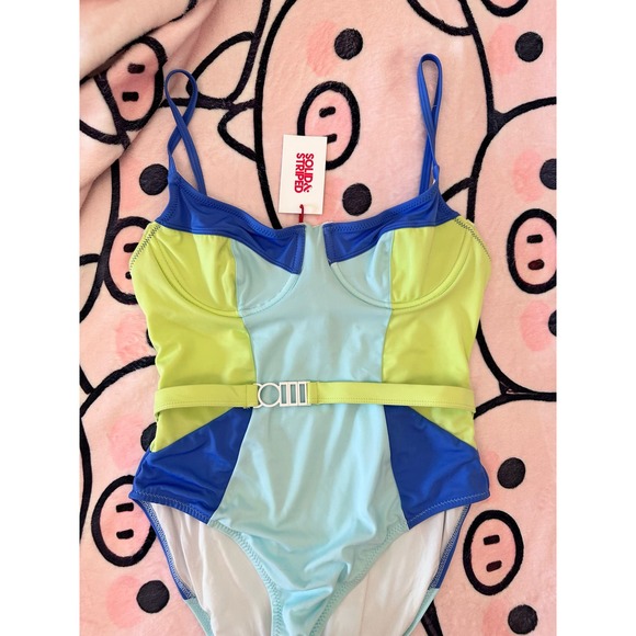 Solid and Striped The Spencer Size Large Blue Green White Anthropologie - Picture 9 of 13